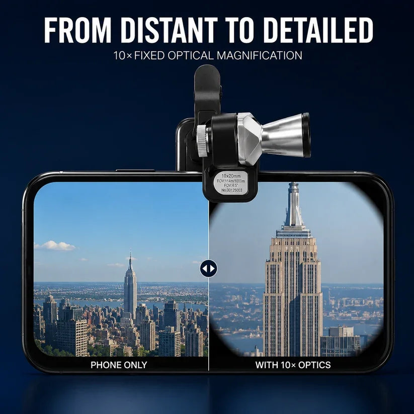 🔭 10×20 Mini Monocular Phone Telescope – Pocket Long-Distance Viewer with Adjustable Smartphone Clip